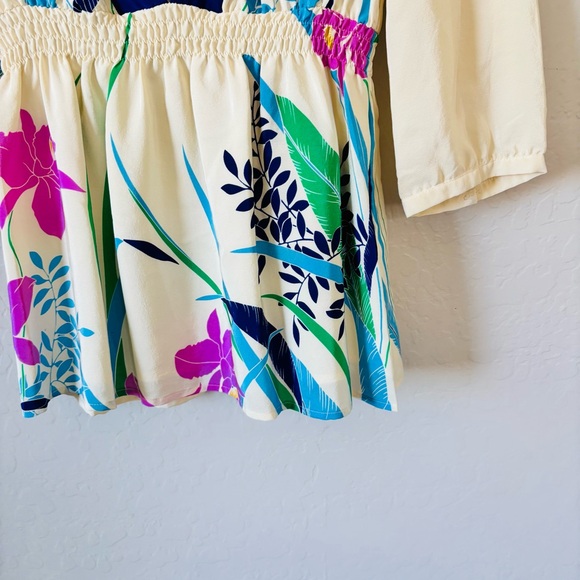 Anthropologie Yumi Kim Cream and Purple Floral Blouse Anthropologie size XS - Picture 5 of 10